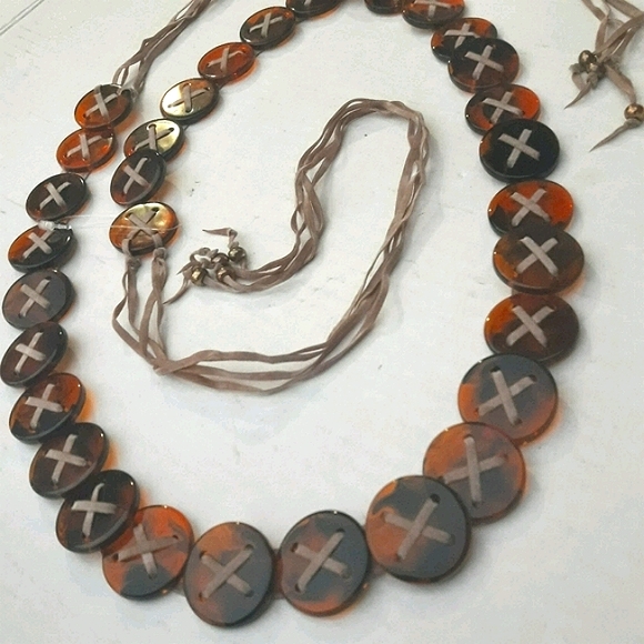 Chain Belt Tortoise Shell Buttons Retro Vintage - Picture 12 of 14